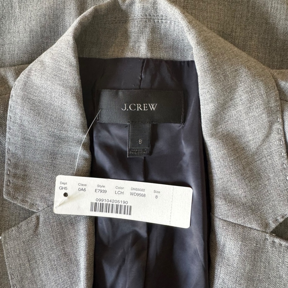 J.Crew - NWT Campbell Traveler Blazer Gray Italian Wool Sz 8 - Picture 6 of 8